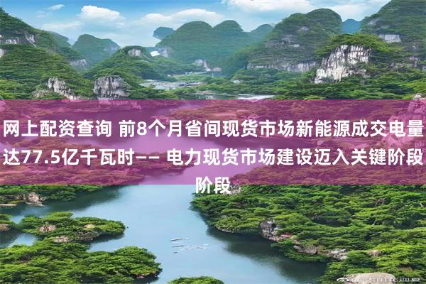 网上配资查询 前8个月省间现货市场新能源成交电量达77.5亿千瓦时—— 电力现货市场建设迈入关键阶段