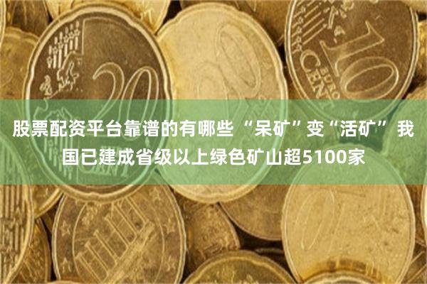 股票配资平台靠谱的有哪些 “呆矿”变“活矿” 我国已建成省级以上绿色矿山超5100家
