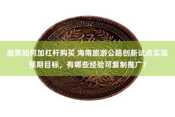 股票如何加杠杆购买 海南旅游公路创新试点实现预期目标，有哪些经验可复制推广？